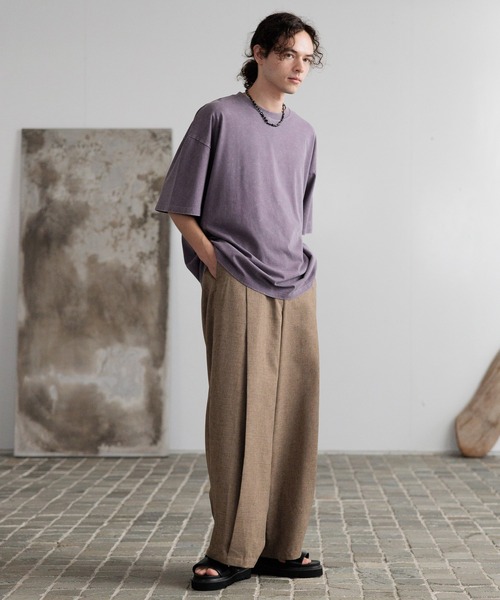 HARE（ハレ）の「ピグメントバックプリントカットソー(HARE)（Tシャツ/カットソー・メンズ・カーキ/ブラック/グレー/パープル/ブルー/レッド・SMALL/MEDIUM）」の12枚目の写真