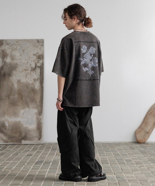 HARE（ハレ）の「ピグメントバックプリントカットソー(HARE)（Tシャツ/カットソー・メンズ・カーキ/ブラック/グレー/パープル/ブルー/レッド・SMALL/MEDIUM）」の8枚目の写真