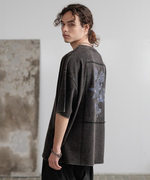 HARE（ハレ）の「ピグメントバックプリントカットソー(HARE)（Tシャツ/カットソー・メンズ・カーキ/ブラック/グレー/パープル/ブルー/レッド・SMALL/MEDIUM）」の15枚目の写真