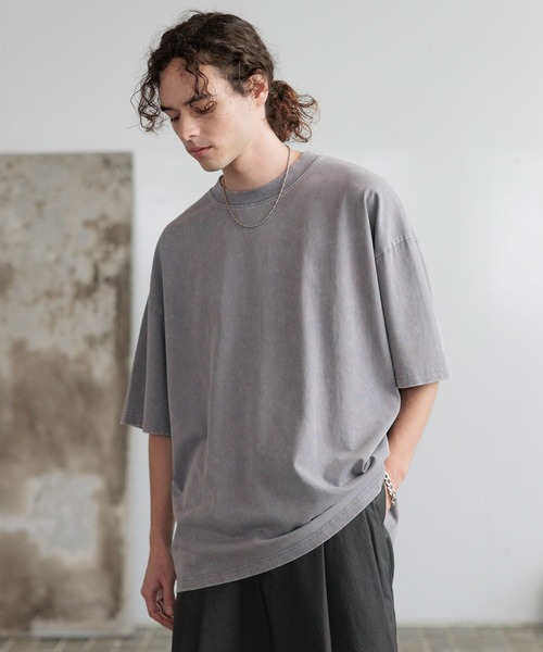 HARE（ハレ）の「ピグメントバックプリントカットソー(HARE)（Tシャツ/カットソー・メンズ・カーキ/ブラック/グレー/パープル/ブルー/レッド・SMALL/MEDIUM）」の17枚目の写真