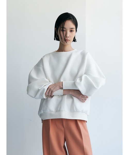 Brown&Street(ブラウンアンドストリート)の「ボリュームスリーブポンチトップス(スウェット・レディース・ブラック/オフホワイト・FREE)」の2枚目の写真