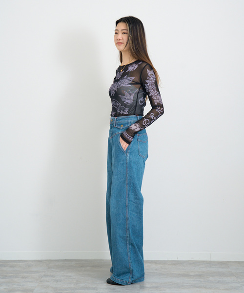 JOINT WORKS(ジョイントワークス)の「ANNA SUI NYC/アナスイエヌワイシー/タトゥーグラフィックシアートップ(Tシャツ/カットソー・レディース・イエロー/ベージュ/ブラック・FREE)」の4枚目の写真