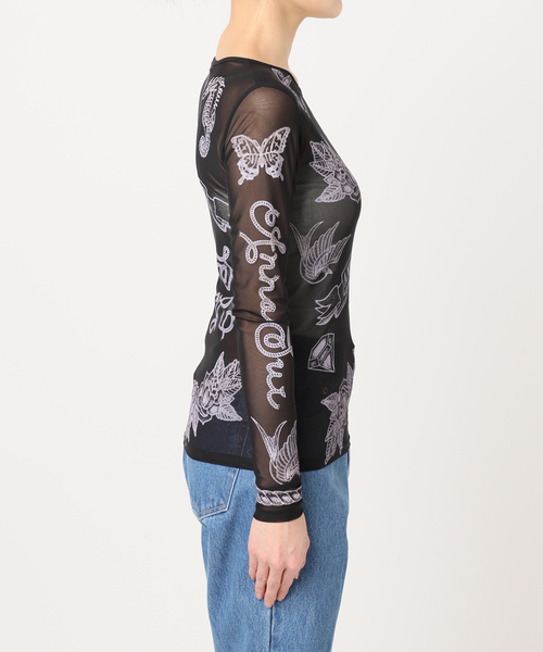 JOINT WORKS(ジョイントワークス)の「ANNA SUI NYC/アナスイエヌワイシー/タトゥーグラフィックシアートップ(Tシャツ/カットソー・レディース・イエロー/ベージュ/ブラック・FREE)」の10枚目の写真