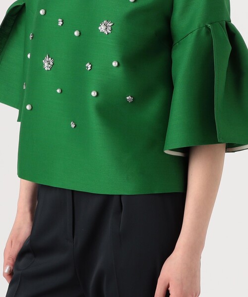 FLICKA(フリッカ)の「【別注】FLICKA for TOMORROWLAND with bijou トップス(シャツ/ブラウス・レディース・グリーン系その他/ブラック系その他・1)」の6枚目の写真