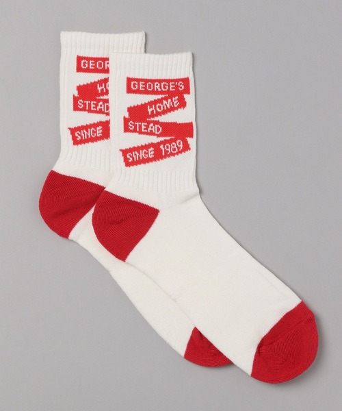 GEORGE'S（ジョージズ）の「ラインロゴソックス（23～25cm／26～28cm）（ソックス/靴下・メンズ・ホワイト系/ブラウン系・23-25/26-28）」の4枚目の写真