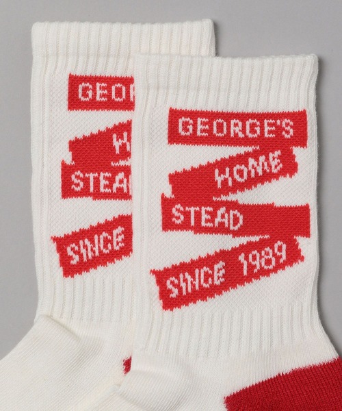 GEORGE'S（ジョージズ）の「ラインロゴソックス（23～25cm／26～28cm）（ソックス/靴下・メンズ・ホワイト系/ブラウン系・23-25/26-28）」の5枚目の写真