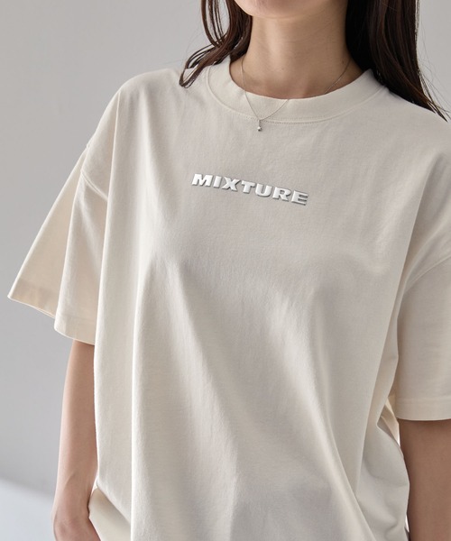 TURNTIDE*日本未入荷 メタルデザイン/ショルダーパッド Tシャツ ヴィンテージ加工 ピグメント メタルロゴプリント オーバー
