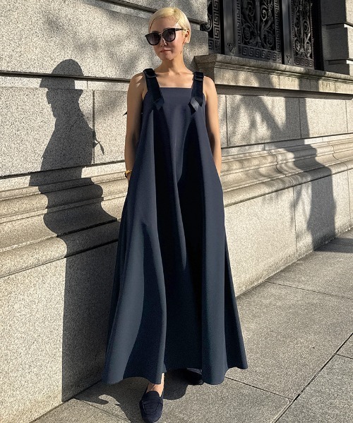 JENNE(ジェンヌ)の「肩ベロアリボンワンピース(ワンピース・レディース・ネイビー/ブラック・SMALL/MEDIUM/LARGE)」の2枚目の写真