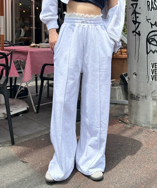 RAY CASSIN（レイカズン）の「【セットアイテム/セットアップ対応】ウエストレースレイヤードスウェットパンツ（スウェットパンツ・レディース・グレー/ホワイト/ブラック系その他2/ホワイト系その他・FREE/L）」の3枚目の写真