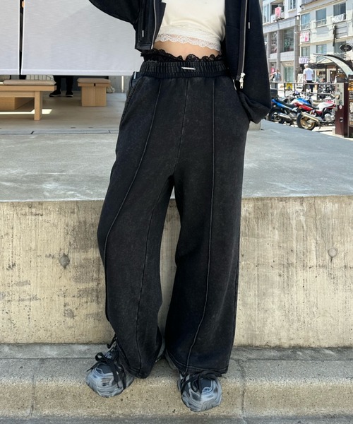 RAY CASSIN（レイカズン）の「【セットアイテム/セットアップ対応】ウエストレースレイヤードスウェットパンツ（スウェットパンツ・レディース・グレー/ホワイト/ブラック系その他2/ホワイト系その他・FREE/L）」の4枚目の写真