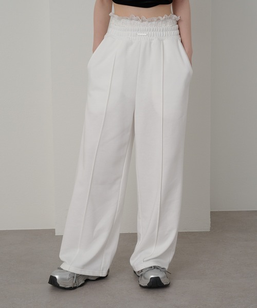 RAY CASSIN（レイカズン）の「【セットアイテム/セットアップ対応】ウエストレースレイヤードスウェットパンツ（スウェットパンツ・レディース・グレー/ホワイト/ブラック系その他2/ホワイト系その他・FREE/L）」の6枚目の写真