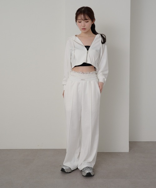 RAY CASSIN（レイカズン）の「【セットアイテム/セットアップ対応】ウエストレースレイヤードスウェットパンツ（スウェットパンツ・レディース・グレー/ホワイト/ブラック系その他2/ホワイト系その他・FREE/L）」の8枚目の写真