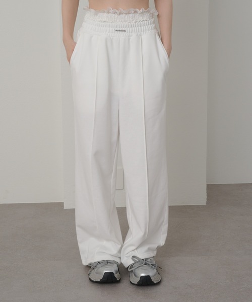 RAY CASSIN（レイカズン）の「【セットアイテム/セットアップ対応】ウエストレースレイヤードスウェットパンツ（スウェットパンツ・レディース・グレー/ホワイト/ブラック系その他2/ホワイト系その他・FREE/L）」の12枚目の写真