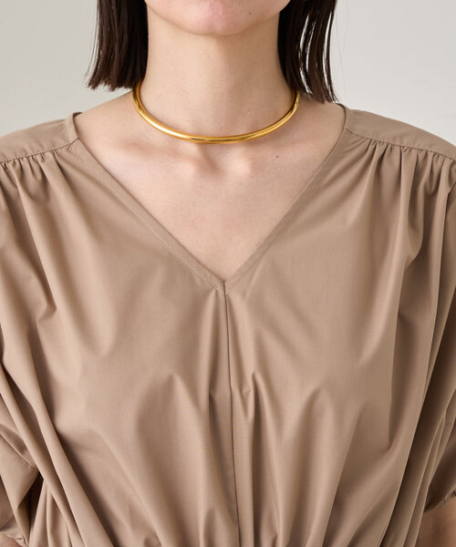 LOUNGEDRESS（ラウンジドレス）の「Vギャザーワンピース（ワンピース・レディース・ベージュ/ブルー/ブラック・MEDIUM/SMALL）」の14枚目の写真