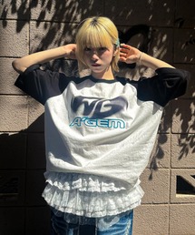 A'gem（エージェム）の「A'GEM/9 × .kom 『A'gem/エージェム』 ラグラン半袖Tシャツ（Tシャツ/カットソー）」