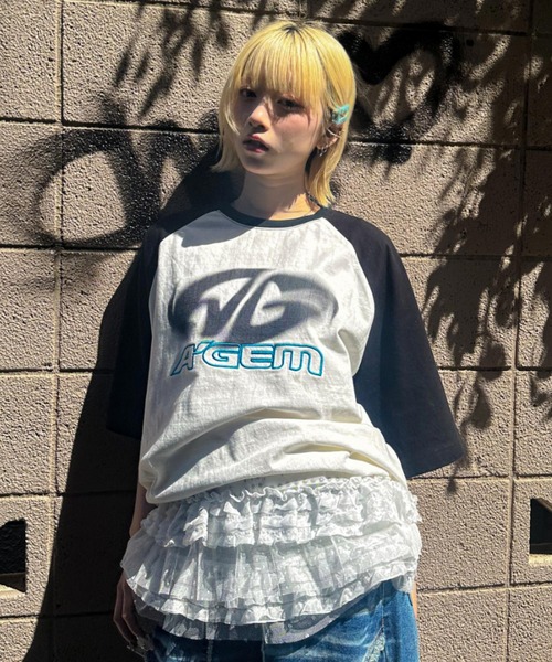 A'gem(エージェム)の「A'GEM/9 × .kom 『A'gem/エージェム』 ラグラン半袖Tシャツ(Tシャツ/カットソー・メンズ・ブラック/ホワイト/ライトグレー・FREE)」の15枚目の写真