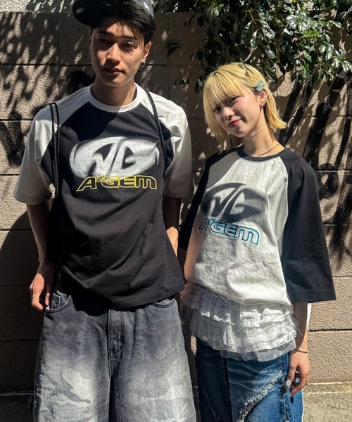 A'gem(エージェム)の「A'GEM/9 × .kom 『A'gem/エージェム』 ラグラン半袖Tシャツ(Tシャツ/カットソー・メンズ・ブラック/ホワイト/ライトグレー・FREE)」の12枚目の写真