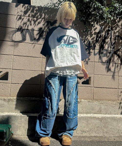 A'gem(エージェム)の「A'GEM/9 × .kom 『A'gem/エージェム』 ラグラン半袖Tシャツ(Tシャツ/カットソー・メンズ・ブラック/ホワイト/ライトグレー・FREE)」の18枚目の写真