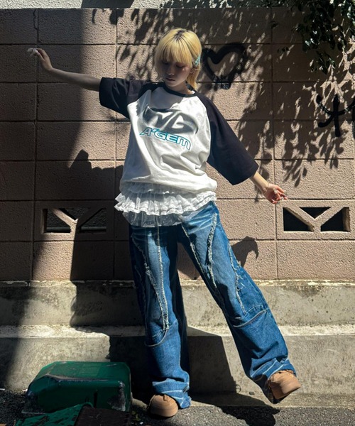 A'gem(エージェム)の「A'GEM/9 × .kom 『A'gem/エージェム』 ラグラン半袖Tシャツ(Tシャツ/カットソー・メンズ・ブラック/ホワイト/ライトグレー・FREE)」の19枚目の写真