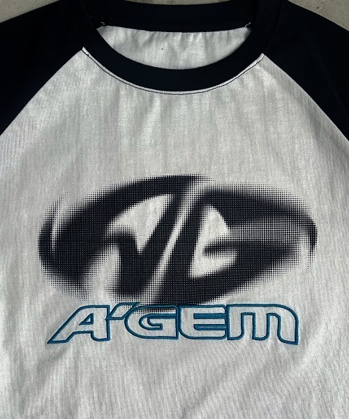 A'gem(エージェム)の「A'GEM/9 × .kom 『A'gem/エージェム』 ラグラン半袖Tシャツ(Tシャツ/カットソー・メンズ・ブラック/ホワイト/ライトグレー・FREE)」の5枚目の写真