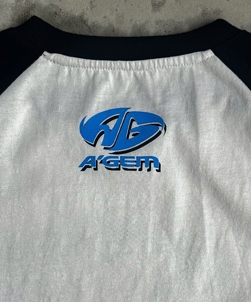 A'gem(エージェム)の「A'GEM/9 × .kom 『A'gem/エージェム』 ラグラン半袖Tシャツ(Tシャツ/カットソー・メンズ・ブラック/ホワイト/ライトグレー・FREE)」の6枚目の写真