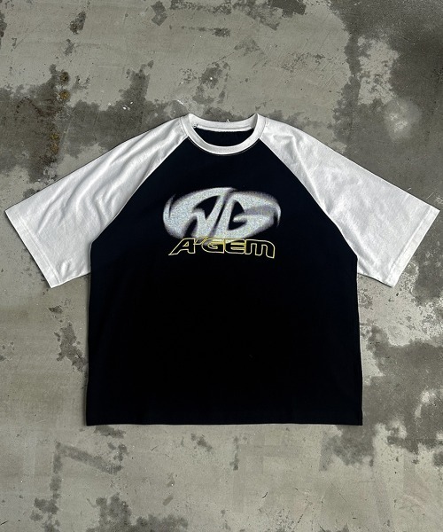 A'gem(エージェム)の「A'GEM/9 × .kom 『A'gem/エージェム』 ラグラン半袖Tシャツ(Tシャツ/カットソー・メンズ・ブラック/ホワイト/ライトグレー・FREE)」の7枚目の写真