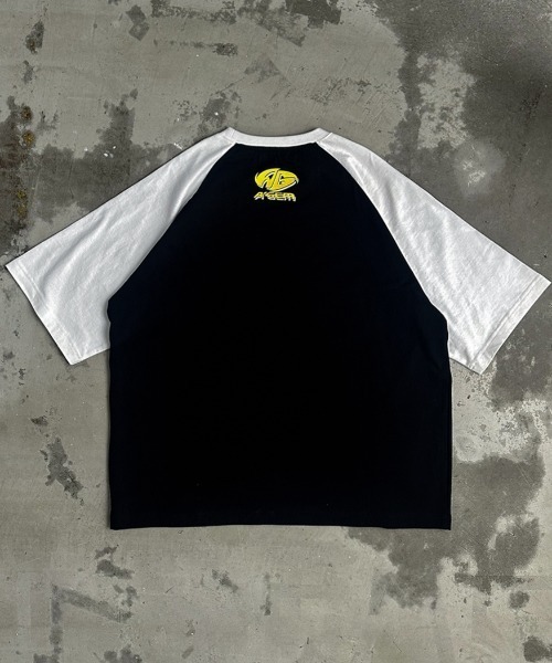 A'gem(エージェム)の「A'GEM/9 × .kom 『A'gem/エージェム』 ラグラン半袖Tシャツ(Tシャツ/カットソー・メンズ・ブラック/ホワイト/ライトグレー・FREE)」の8枚目の写真