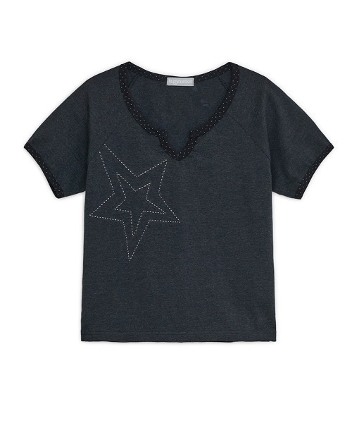 【超ポイント祭?期間限定】 YOUR HUG SKIN/ハグユアスキン/Star top（Tシャツ stitched トップス