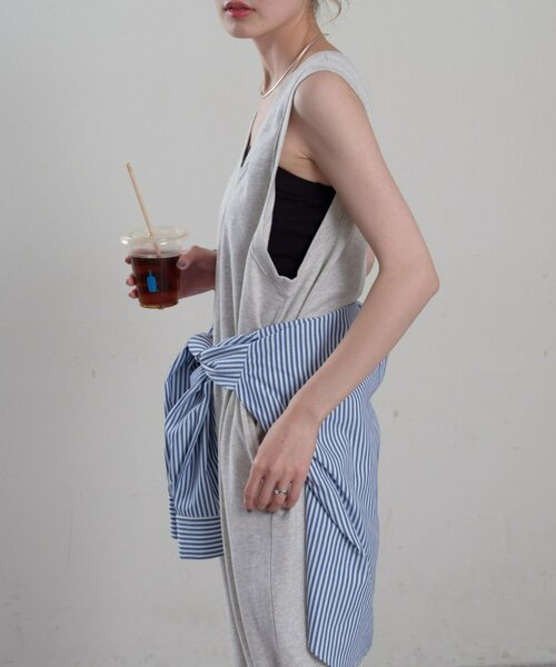 willow】【新色追加】スラブ裏毛裾ドロストオールインワン（サロペット