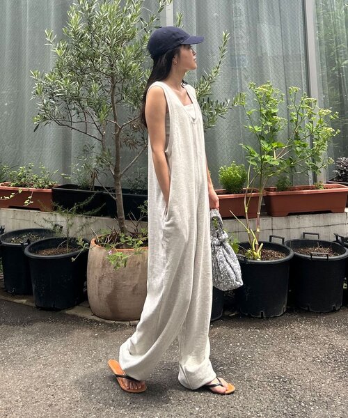 セール】【willow】【新色追加】スラブ裏毛裾ドロストオールインワン