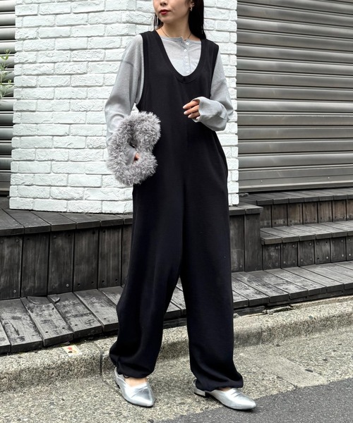 willow】【新色追加】スラブ裏毛裾ドロストオールインワン（サロペット