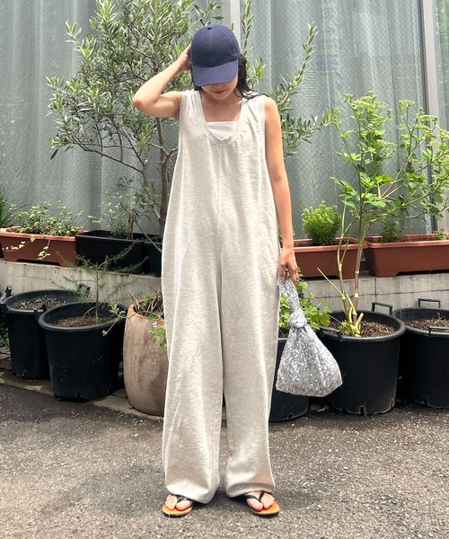 willow】【新色追加】スラブ裏毛裾ドロストオールインワン（サロペット