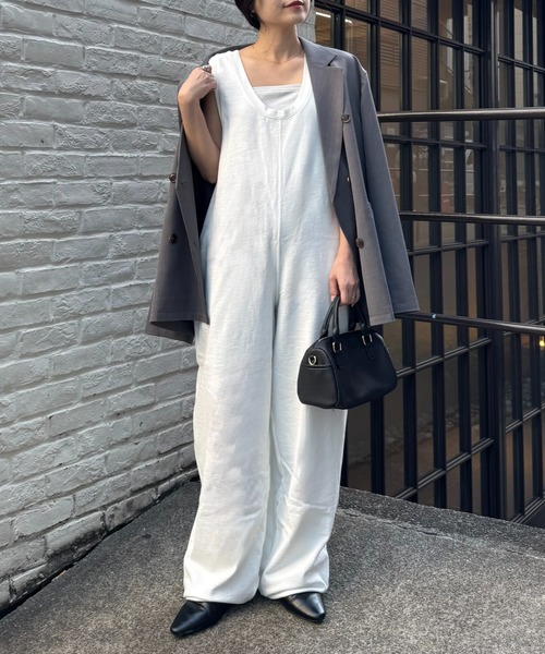 willow】【新色追加】スラブ裏毛裾ドロストオールインワン（サロペット