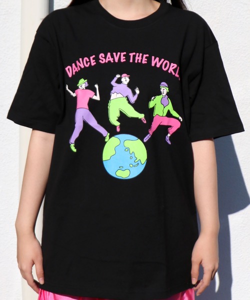 CHEER(チアー)の「DanceSaveTheWorldメッセージTシャツ(Tシャツ/カットソー・レディース・ホワイト/ブラック・S/M/L)」の5枚目の写真