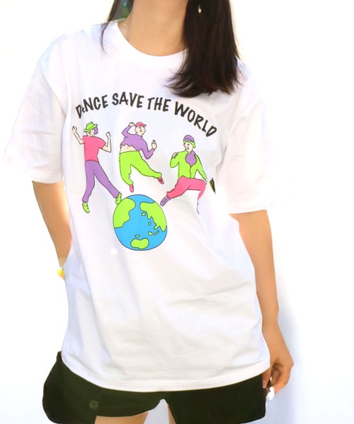 CHEER(チアー)の「DanceSaveTheWorldメッセージTシャツ(Tシャツ/カットソー・レディース・ホワイト/ブラック・S/M/L)」の8枚目の写真