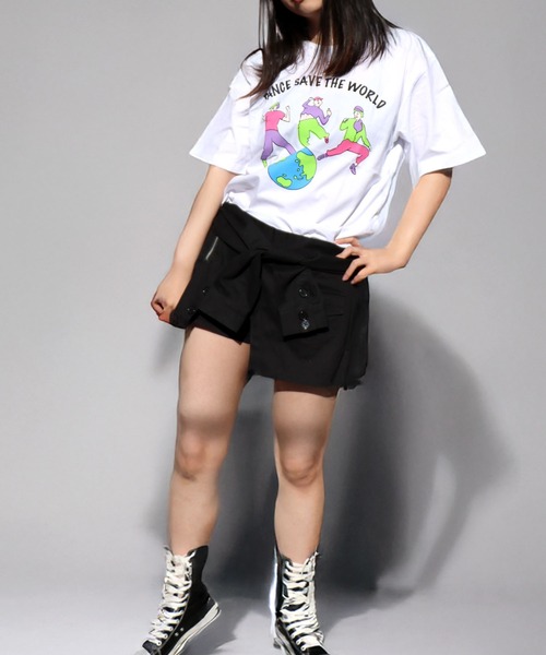 CHEER(チアー)の「DanceSaveTheWorldメッセージTシャツ(Tシャツ/カットソー・レディース・ホワイト/ブラック・S/M/L)」の9枚目の写真