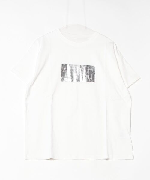 Tシャツ・カットソー YMC SS25 TSHIRT MM (P6YAA STONE) セール】綿天竺オーバーサイズ箔プリントTシャツ（Tシャツ