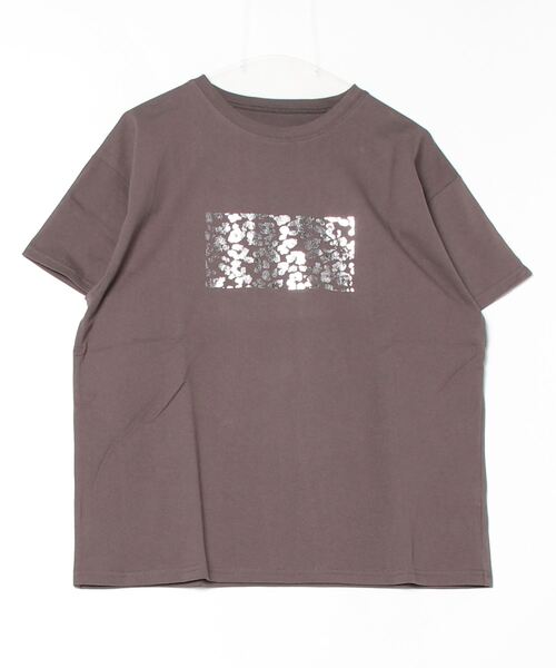 セール】綿天竺オーバーサイズ柄箔Tシャツ（Tシャツ/カットソー