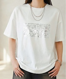 綿天竺/オーバーサイズ/箔プリントTシャツ