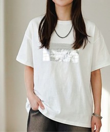 綿天竺/オーバーサイズ/箔プリントTシャツ