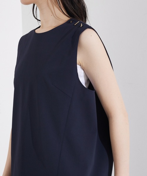 qualite（カリテ）の「コクーンノースリーブ/夏服/オフィスカジュアル/ノースリーブトップス（タンクトップ・レディース・オフホワイト/ネイビー/ブラック・フリー）」の15枚目の写真