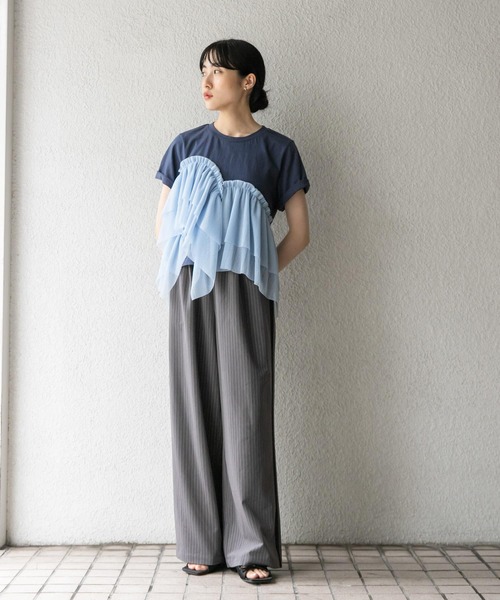 KBF（ケイビーエフ）の「ストライプラインイージーパンツ（その他パンツ・レディース・ベージュ系その他/グレー系その他/ブルー系その他・ONE）」の9枚目の写真