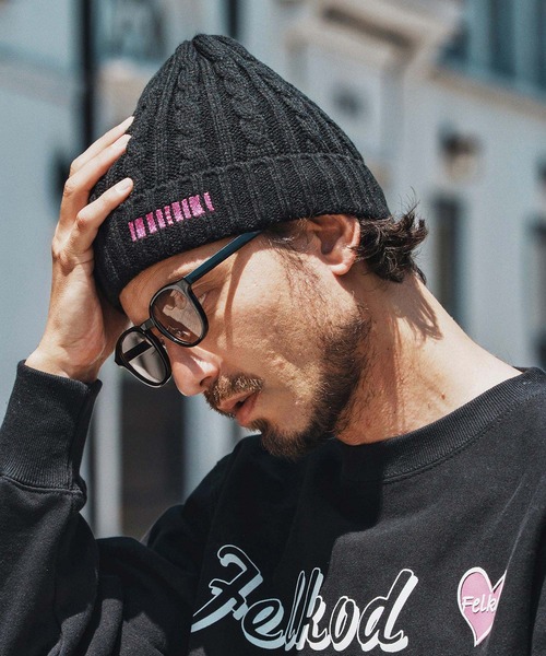 felkod(フィルコッド)の「mko12920- Barcode Embroidery Cable Knit Cap ケーブルニットキャップ(ニットキャップ/ビーニー・メンズ・ピンク系その他/グレー/ブラック×ピンク/ブラック×ホワイト・FREE)」の14枚目の写真