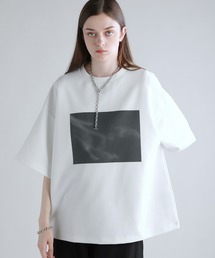 SOCCE | コットンポンチタック5分袖ドレーププリントカットソー(Tシャツ/カットソー)