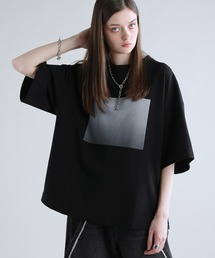 SOCCE | コットンポンチタック5分袖ドレーププリントカットソー(Tシャツ/カットソー)