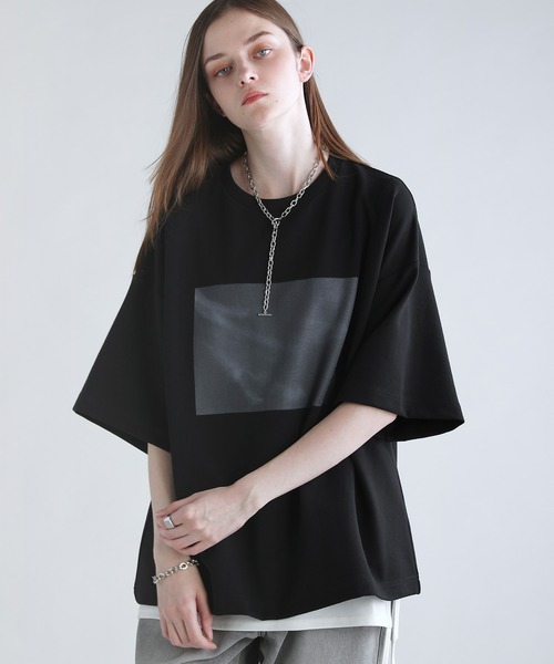 SOCCE（ソーシー）の「コットンポンチタック5分袖ドレーププリントカットソー（Tシャツ/カットソー・メンズ・ブラック系1/ホワイト系1/ブラック系2/ホワイト系2・M/S/XL/L）」の4枚目の写真