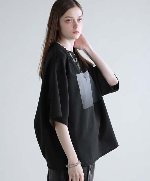 SOCCE（ソーシー）の「コットンポンチタック5分袖ドレーププリントカットソー（Tシャツ/カットソー・メンズ・ブラック系1/ホワイト系1/ブラック系2/ホワイト系2・M/S/XL/L）」の7枚目の写真