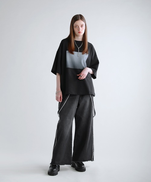 SOCCE（ソーシー）の「コットンポンチタック5分袖ドレーププリントカットソー（Tシャツ/カットソー・メンズ・ブラック系1/ホワイト系1/ブラック系2/ホワイト系2・M/S/XL/L）」の9枚目の写真