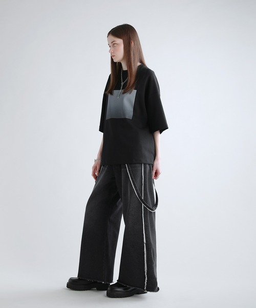 SOCCE（ソーシー）の「コットンポンチタック5分袖ドレーププリントカットソー（Tシャツ/カットソー・メンズ・ブラック系1/ホワイト系1/ブラック系2/ホワイト系2・M/S/XL/L）」の12枚目の写真