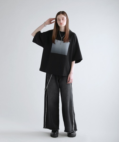 SOCCE（ソーシー）の「コットンポンチタック5分袖ドレーププリントカットソー（Tシャツ/カットソー・メンズ・ブラック系1/ホワイト系1/ブラック系2/ホワイト系2・M/S/XL/L）」の13枚目の写真